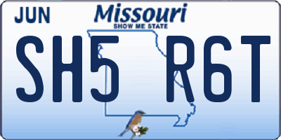 MO license plate SH5R6T