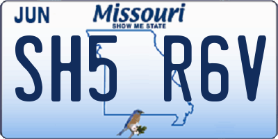 MO license plate SH5R6V