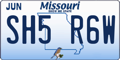 MO license plate SH5R6W