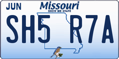 MO license plate SH5R7A