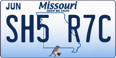 MO license plate SH5R7C