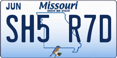 MO license plate SH5R7D