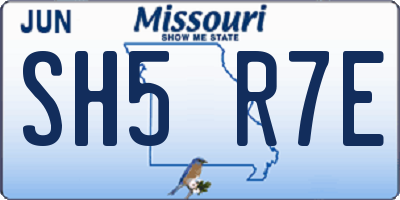 MO license plate SH5R7E