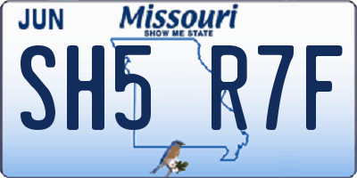 MO license plate SH5R7F