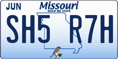 MO license plate SH5R7H