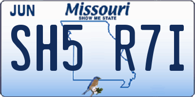 MO license plate SH5R7I