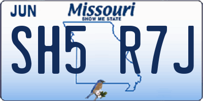 MO license plate SH5R7J