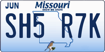 MO license plate SH5R7K