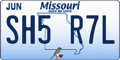 MO license plate SH5R7L