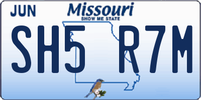 MO license plate SH5R7M