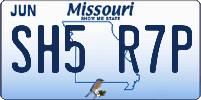 MO license plate SH5R7P