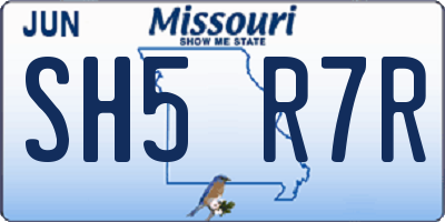 MO license plate SH5R7R