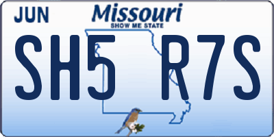 MO license plate SH5R7S