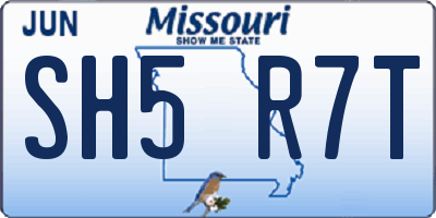 MO license plate SH5R7T