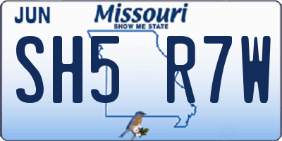 MO license plate SH5R7W