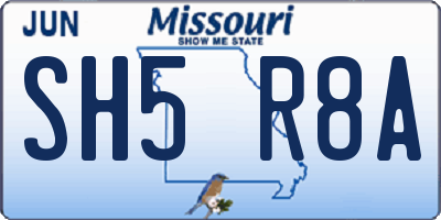 MO license plate SH5R8A