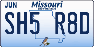 MO license plate SH5R8D