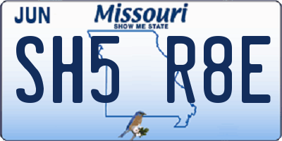 MO license plate SH5R8E
