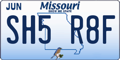 MO license plate SH5R8F