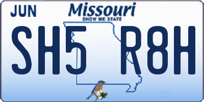 MO license plate SH5R8H