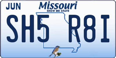 MO license plate SH5R8I