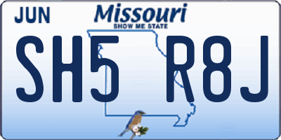 MO license plate SH5R8J