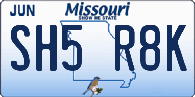 MO license plate SH5R8K