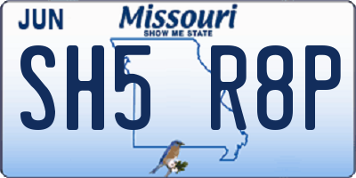 MO license plate SH5R8P