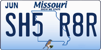 MO license plate SH5R8R
