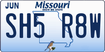 MO license plate SH5R8W