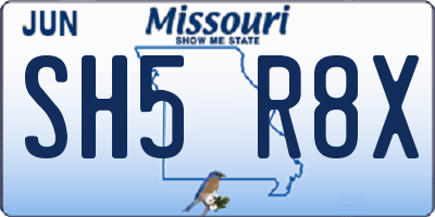 MO license plate SH5R8X