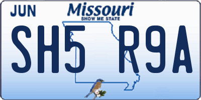MO license plate SH5R9A