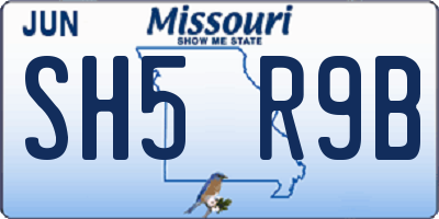 MO license plate SH5R9B