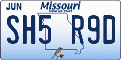 MO license plate SH5R9D