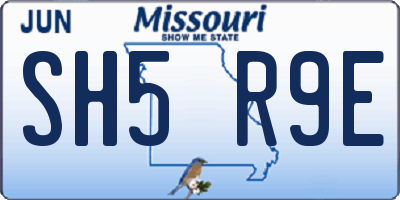 MO license plate SH5R9E