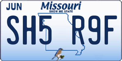 MO license plate SH5R9F
