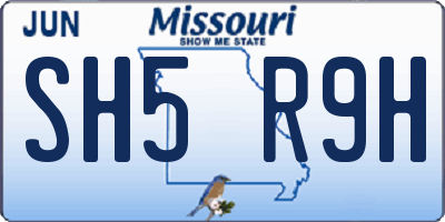 MO license plate SH5R9H