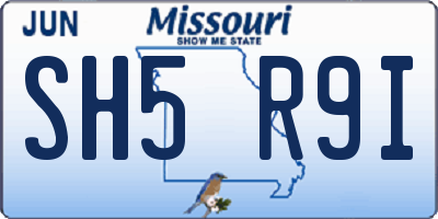 MO license plate SH5R9I