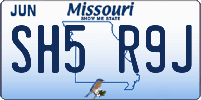 MO license plate SH5R9J