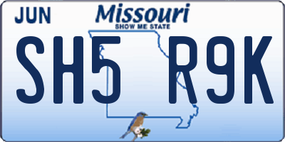 MO license plate SH5R9K