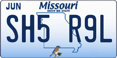 MO license plate SH5R9L