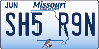 MO license plate SH5R9N