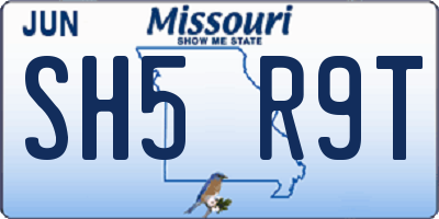 MO license plate SH5R9T