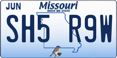 MO license plate SH5R9W