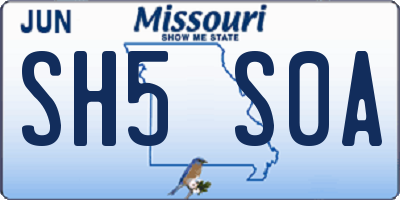MO license plate SH5S0A