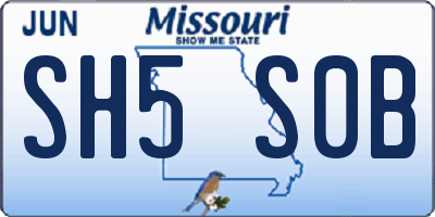 MO license plate SH5S0B