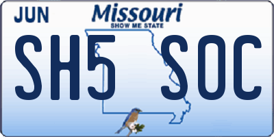 MO license plate SH5S0C