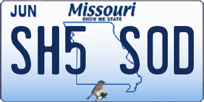 MO license plate SH5S0D