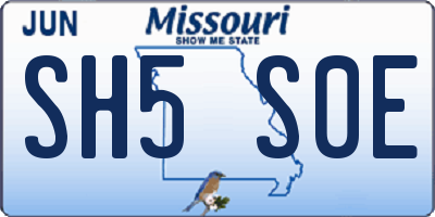 MO license plate SH5S0E
