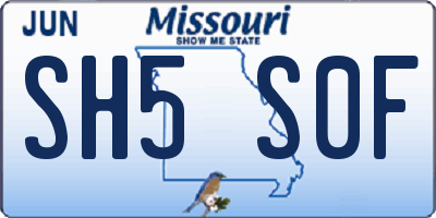 MO license plate SH5S0F